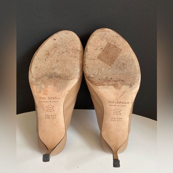 Via Spiga Leather Tan Slip on high heels, open toes sandals 6.5M - Picture 5 of 8